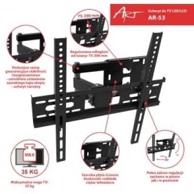 7. ART AR-53 TV wall mount (corner, swivel, wall, tiltable - 55"; max. 35kg)