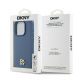 8. DKNY Leather Monogram Pattern Metal Logo MagSafe Case for iPhone 15 Pro - Blue