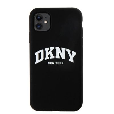8. DKNY Liquid Silicone White Printed Logo MagSafe Case for iPhone 11/Xr - Black