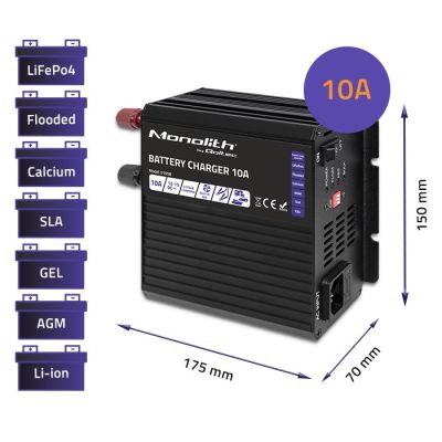 QOLTEC CHARGER FOR MONOLITH LIFEPO4 AGM GEL SLA BATTERIES | 10A | 12V