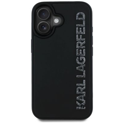 3. Karl Lagerfeld HC 3D Rubber Elongated Glitter iPhone 16 Case - Black
