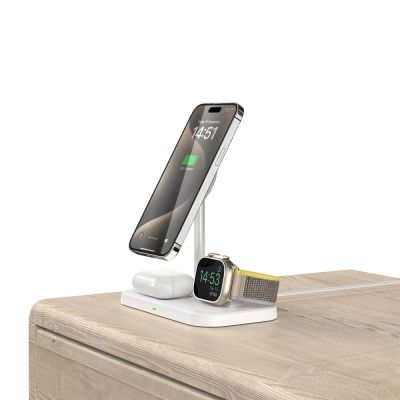 7. Tech-Protect QI15W-A22 MagSafe inductive charger with 3in1 MagSafe stand for smartphone / Apple Watch / AirPods - white