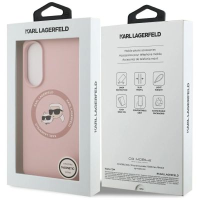 8. Karl Lagerfeld Silicone Nauble Heads And Circle MagSafe Case for Samsung Galaxy S25 Edge - Pink