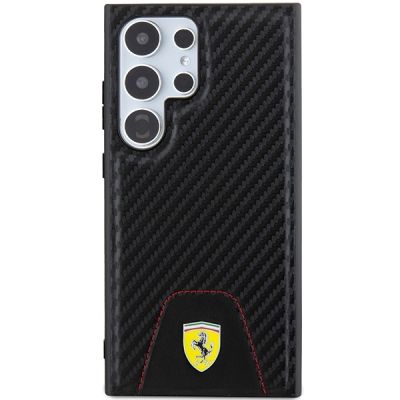3. Ferrari Carbon Stitched Bottom case for Samsung Galaxy S24 Ultra - black