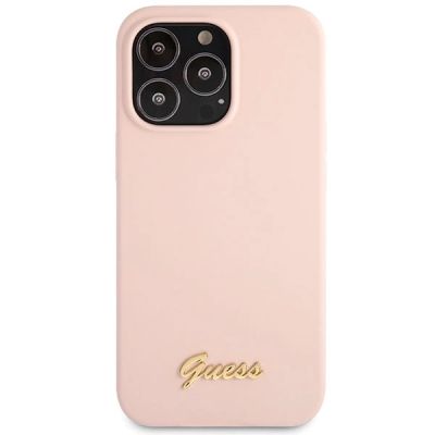 3. Guess GUHCP13XLSLMGLP iPhone 13 Pro Max 6.7" light pink/light pink hardcase Silicone Script Gold Logo