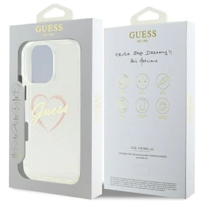 8. Guess IML Heart Case for iPhone 16 Pro Max - Transparent