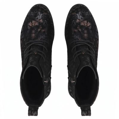 5. Women's leather ankle boots with floral pattern, black Filippo DBT8283