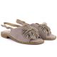3. Women's flat closed sandals with sequins khaki Potocki 43349