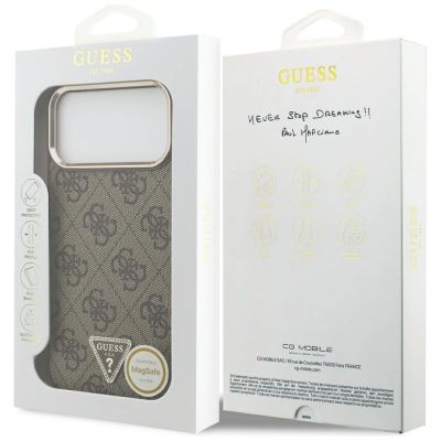 8. Guess 4G Triangle Logo MagSafe Case for iPhone 17 Pro Max / 18 Pro Max - Brown