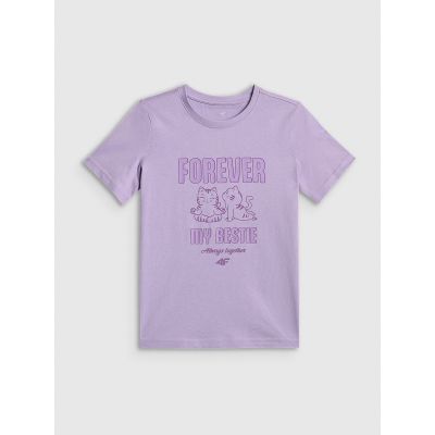 5. Girls' regular printed T-shirt 4F 4FJRAW26TTSHF4240-52S