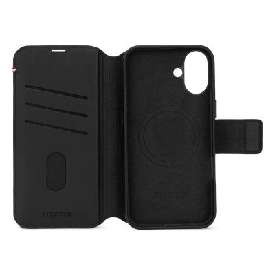 5. MagSafe Compatible Protective Leather Case for iPhone 16, Black