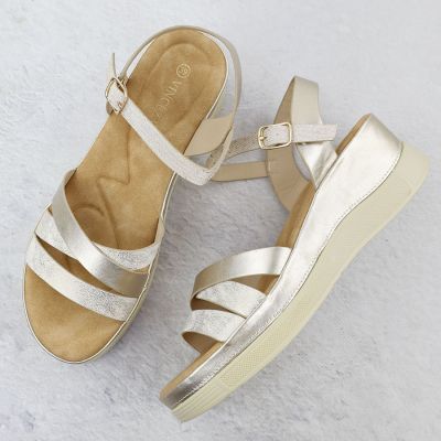 6. Women's gold wedge sandals Vinceza 15358