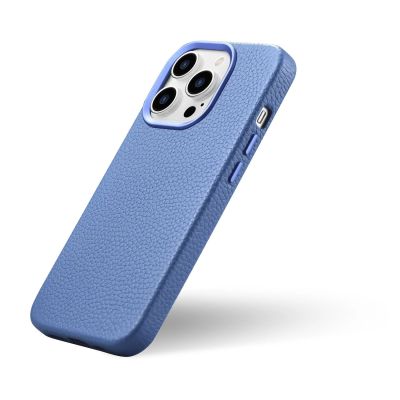 9. iCarer Litchi Premium Leather Case iPhone 14 Pro Max Magnetic Leather Case with MagSafe Light Blue (WMI14220712-LB)