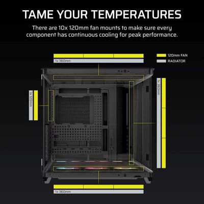10. Corsair AIR 5400 RS-R ARGB Mid-Tower Case with Tempered Glass, Black