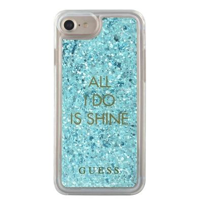 3. Guess GUHCP7GLUQBL iPhone 6/7/8 /SE 2020 / SE 2022 blue/blue hard case Liquid Glitter Party