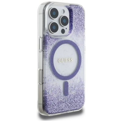4. Guess HC Resin Bottom Glitter MagSafe case for iPhone 16 Pro Max - purple
