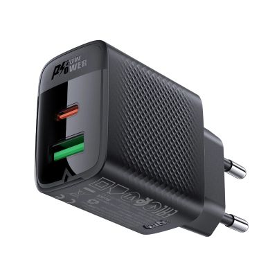 2. Acefast A78 Charger Network GaN USB-A / USB-C PD 20W - Black