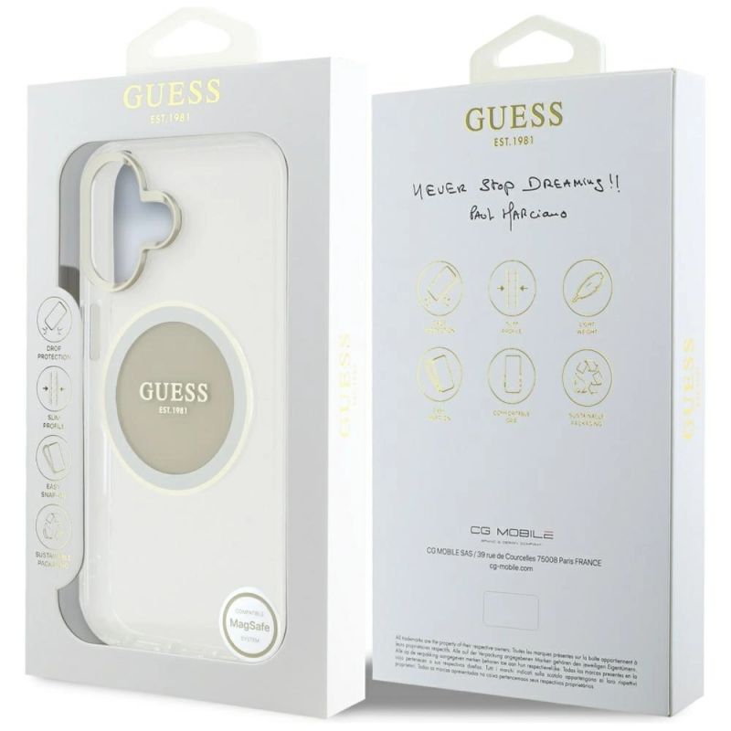 8. Guess IML Metal Colored Circle Classic Logo MagSafe case for iPhone 16 - gray