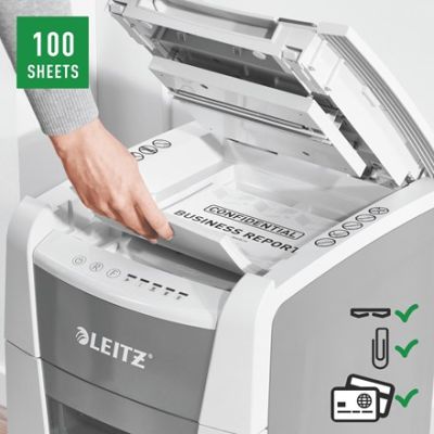 13. Leitz IQ AutoFeed 100 Shredder, P4, 100 sheets, 34 l bin