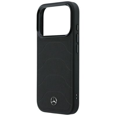 6. Mercedes Leather Mesh with Bow Line MagSafe Case for iPhone 18 Pro / 17 Pro - Black