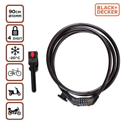 17. BICYCLE LOCK WITH CODE 10x900MM WITH BLACK+DECKER HOLDER