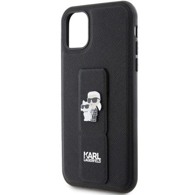6. Karl Lagerfeld Gripstand Saffiano Karl&Choupette Pins case for iPhone 11 / Xr - black