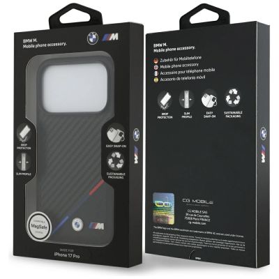 8. BMW M Carbon Tricolor Line MagSafe Case for iPhone 17 Pro - Black