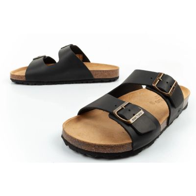 8. Bio Bio men's slippers, profiled flip-flops, natural leather, black