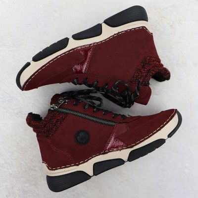 3. Burgundy Suede Ankle Boots for Women Rieker 45960-35