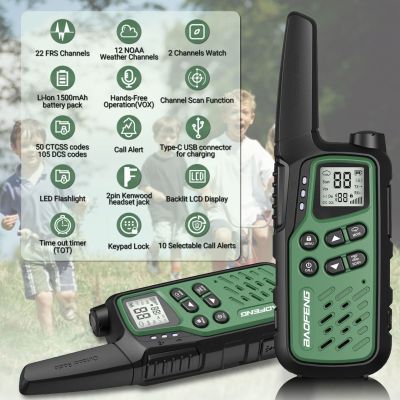 8. Baofeng BF-T25E walkie-talkie green, 2 pieces