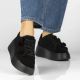 7. Women's leather sneakers on a platform with flowers, suede, black Filippo DP8113