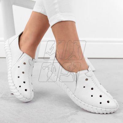 3. Artiker W HBH66A white openwork leather shoes