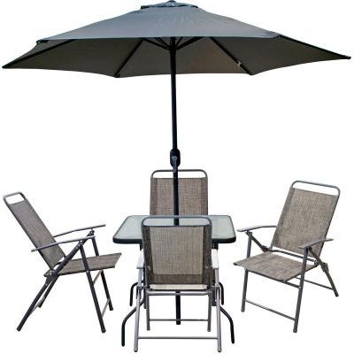 8. SYDNEY GARDEN FURNITURE SET TABLE 4 CHAIRS AND UMBRELLA GREY
