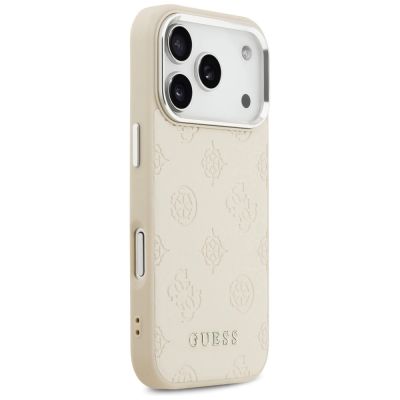 4. Guess Peony Hot Stamp Script MagSafe Case for iPhone 17 Pro - Beige