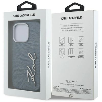 8. Karl Lagerfeld FW Jeans Signature Logo iPhone 16 Pro Max Case - Blue