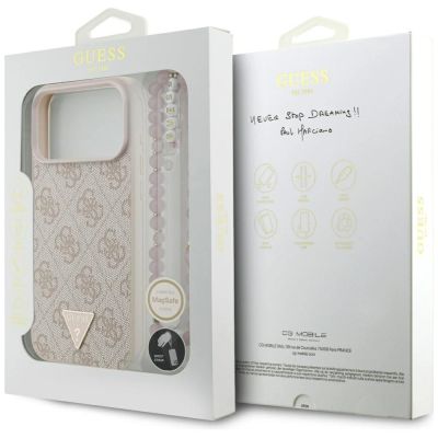 8. Guess 4G Strap Triangle Logo MagSafe Case for iPhone 17 Pro Max - Pink