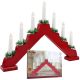 WOODEN ADVENT CANDLE HOLDER WHITE 7 LIGHTS BATTERY POWERED RED