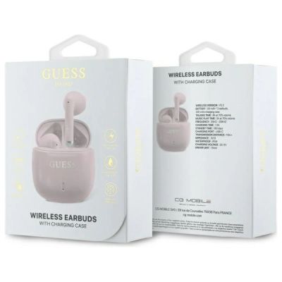 4. Guess Bluetooth headphones GUTWSJ14ESGP TWS + docking station pink/pink Printed Classic Logo