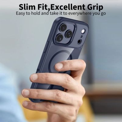 4. Tech-Protect MagMat MagSafe Case for iPhone 17 Pro Max - Transparent - Navy Blue