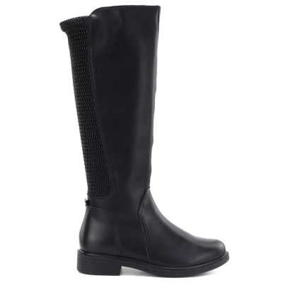 2. Women's leather boots with elastic upper, black Cambell JE19489