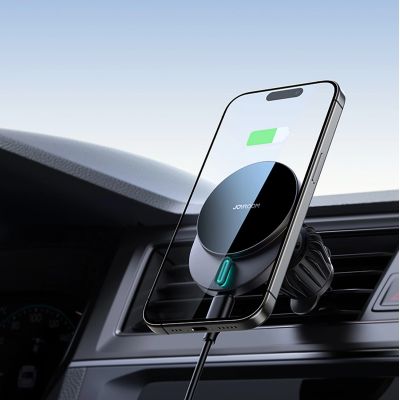 4. Joyroom JR-ZS409 magnetic holder with 15W inductive charger for car air vent - black