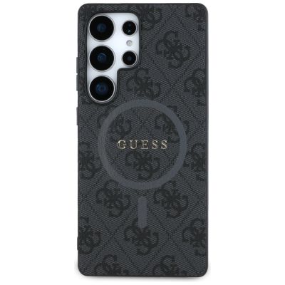 3. Guess Leather 4G Colored Ring Classic Logo MagSafe Case Samsung Galaxy S25 Ultra black