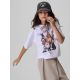 Girls' boxy T-shirt with print 4F 4FJKAW26TTSHF4426-10S