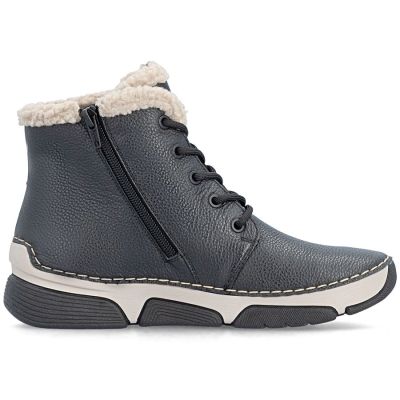8. Women's leather ankle boots, insulated, black, Rieker 45946-00