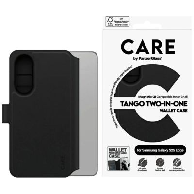 CARE by PanzerGlass Feature Tango 2in1 Wallet Qi Case for Samsung Galaxy S25 Edge - Black