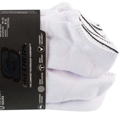 3. Skechers 6pk Unisex 1/2 Terry Crew Socks S118210-WHT White 41-46