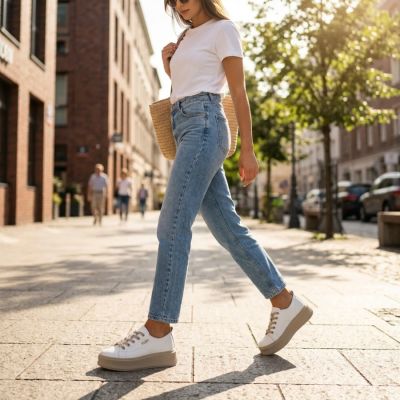 12. Leather platform sneakers, white, Filippo DP6122