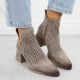 7. Women's suede ankle boots with openwork heels, gray, Potocki SZ12356