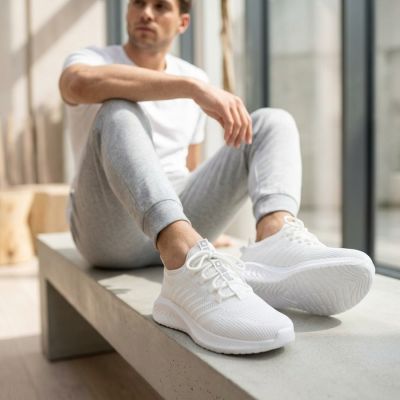 9. Men's white textile sports shoes Big Star UU174004
