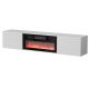 TULA TV cabinet 183x35x37 white matt + black fireplace